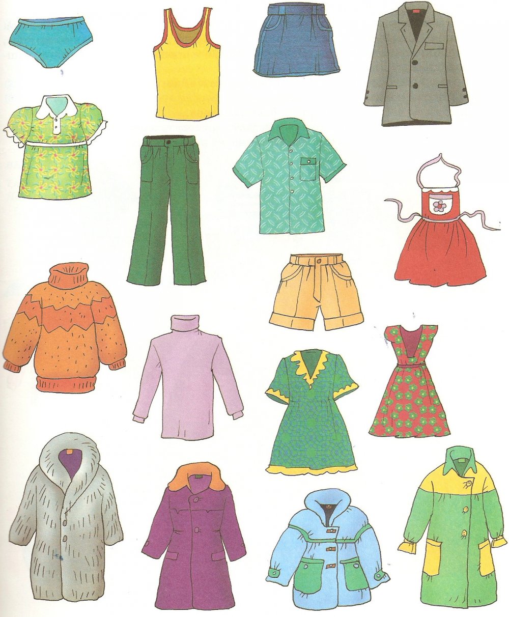 Карточки одежды для детского сада