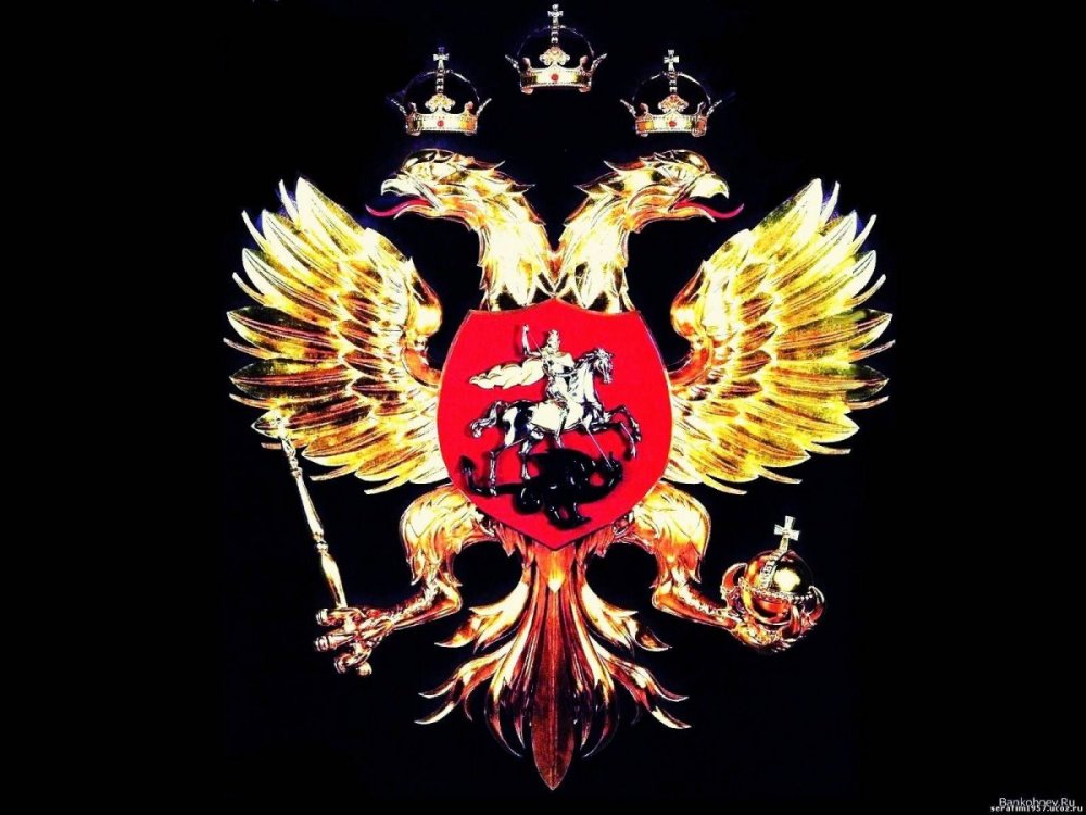 Золотой герб на черном фоне