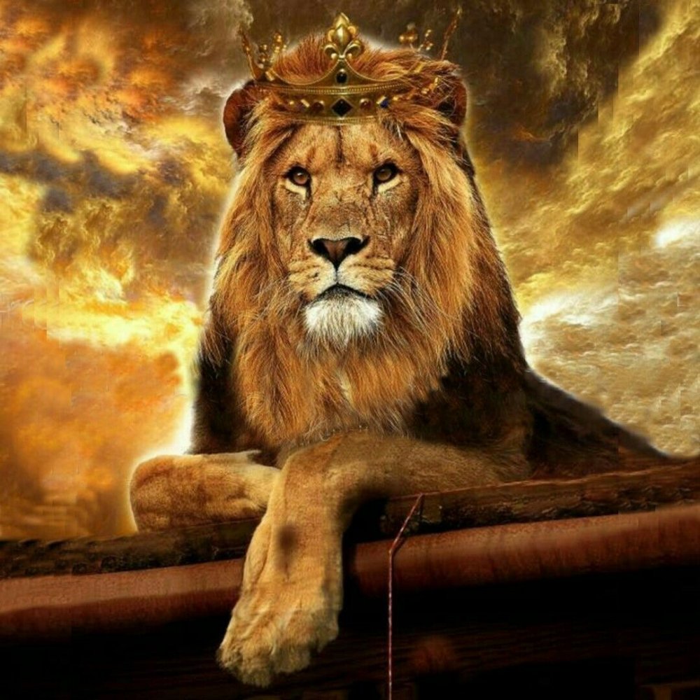 Лев с короной карандашом