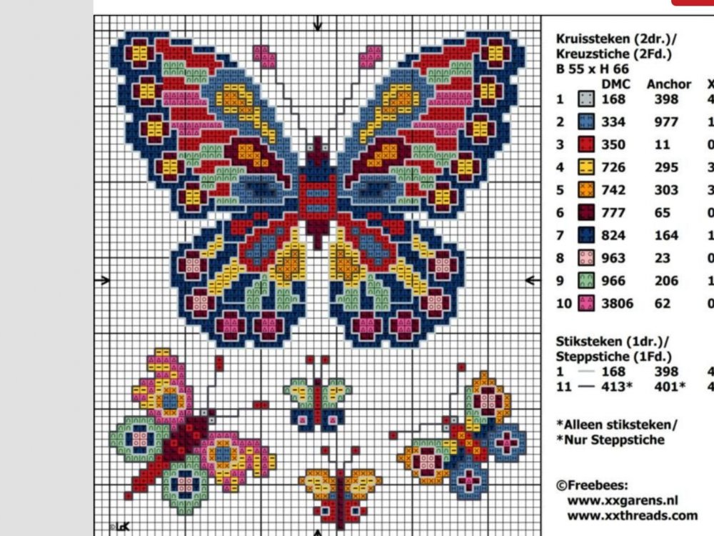 Вышивка крестом бабочки схемы