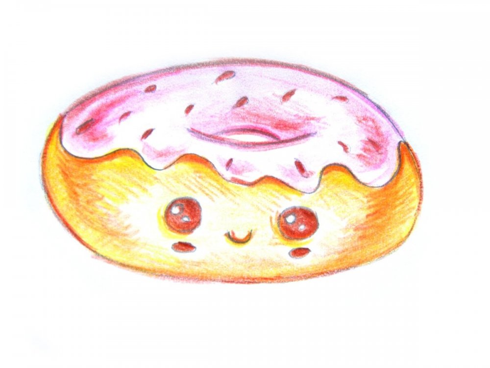 Пончик рисунок карандашом