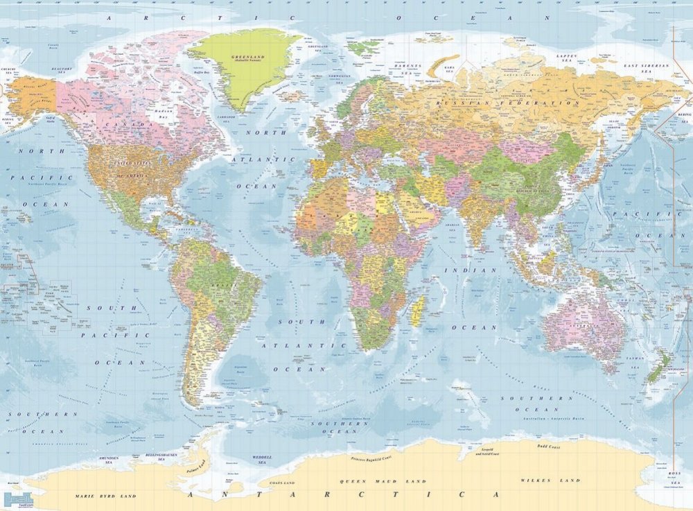 Геоцентр детская карта мира двусторонняя, настольная