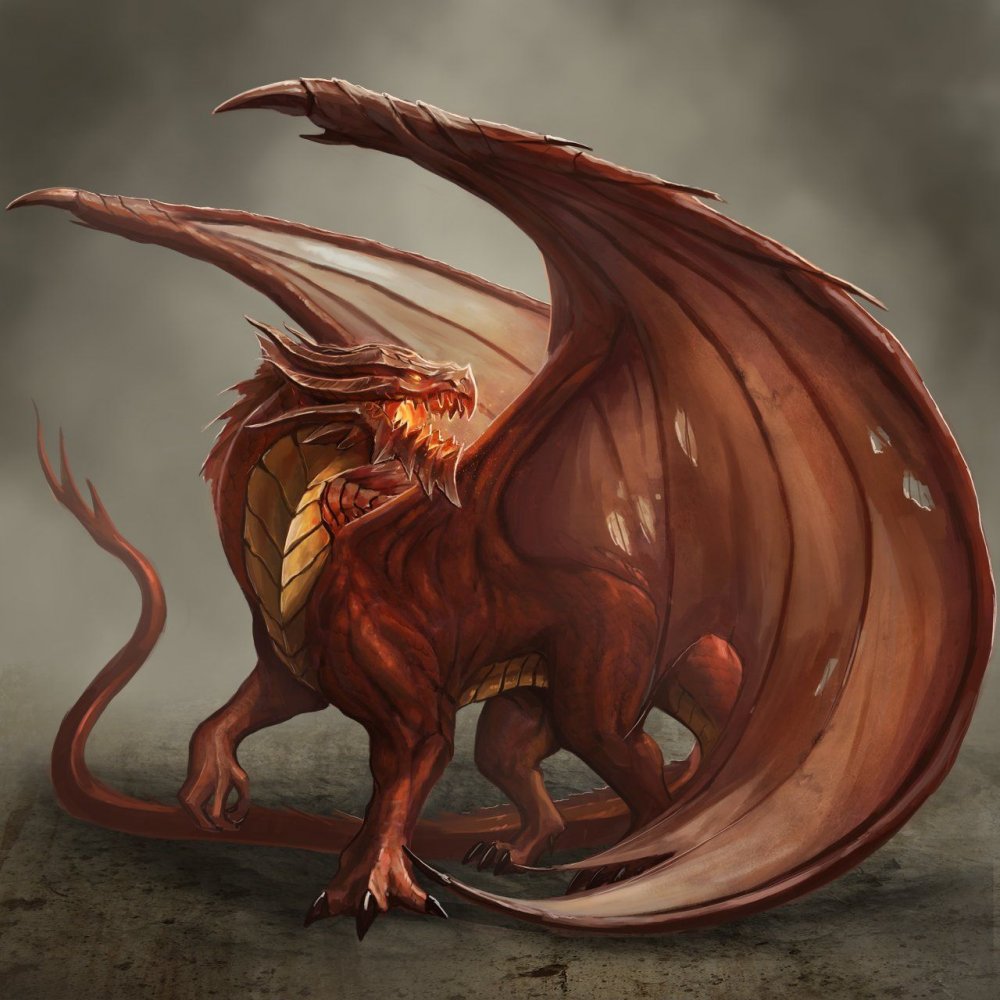 Красный огнедышащий дракон