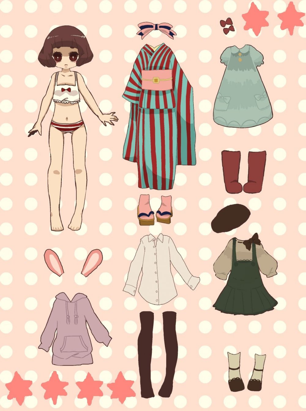 Бумажные куклы с одеждой аниме