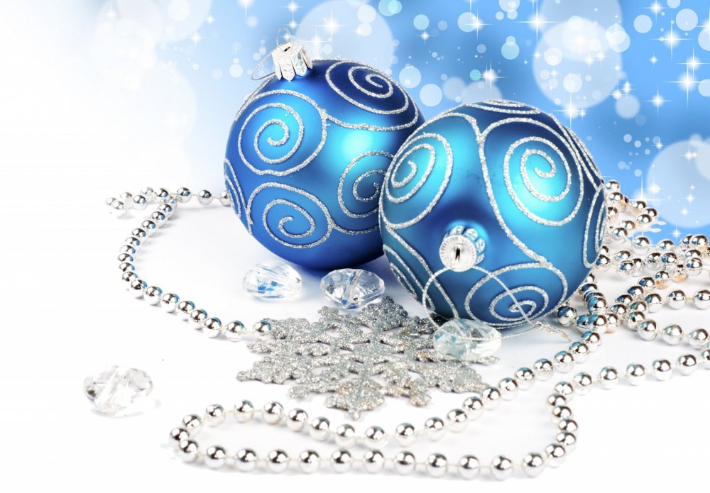 Синие новогодние шары