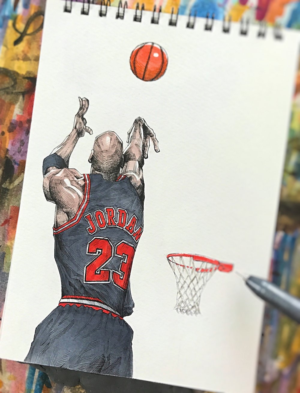 Нарисовать баскетбол Майкл Джордан