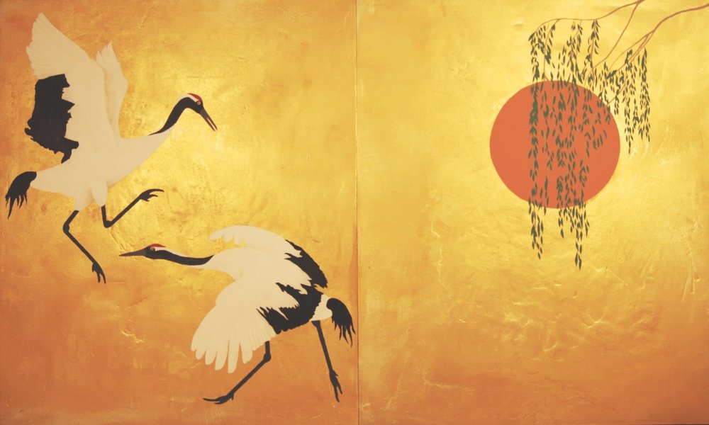 Японская живопись Журавли