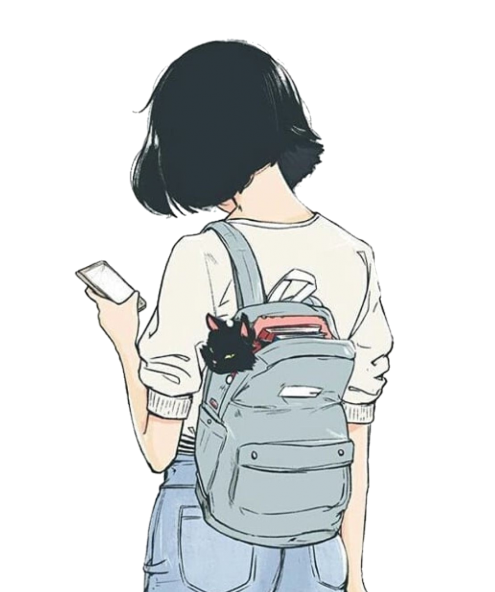 Девушка с рюкзаком арт