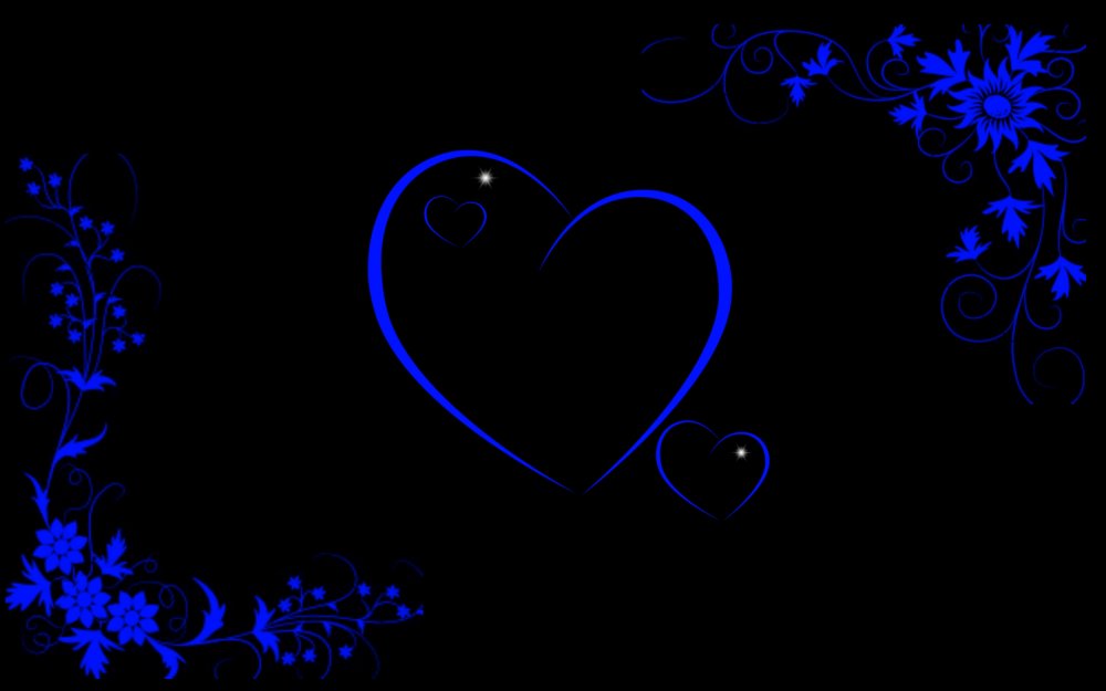 Синее сердце на черном фоне