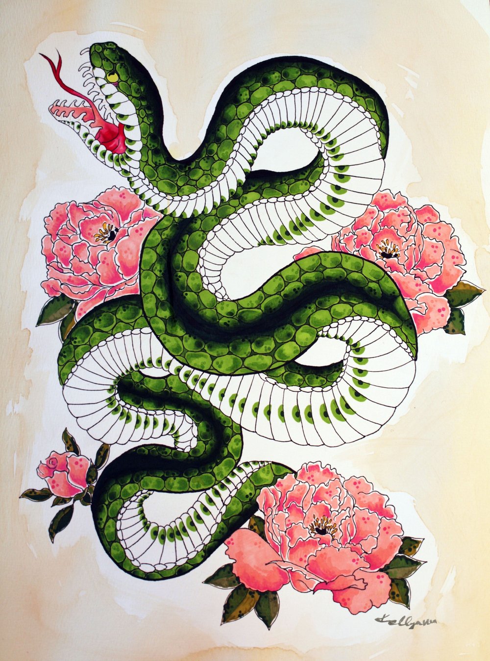 Тату змеи в японском стиле