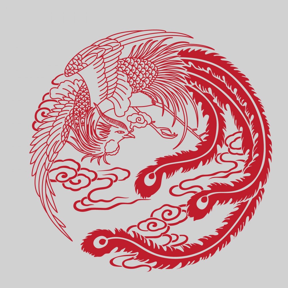 Китайский орнамент дракон Феникс