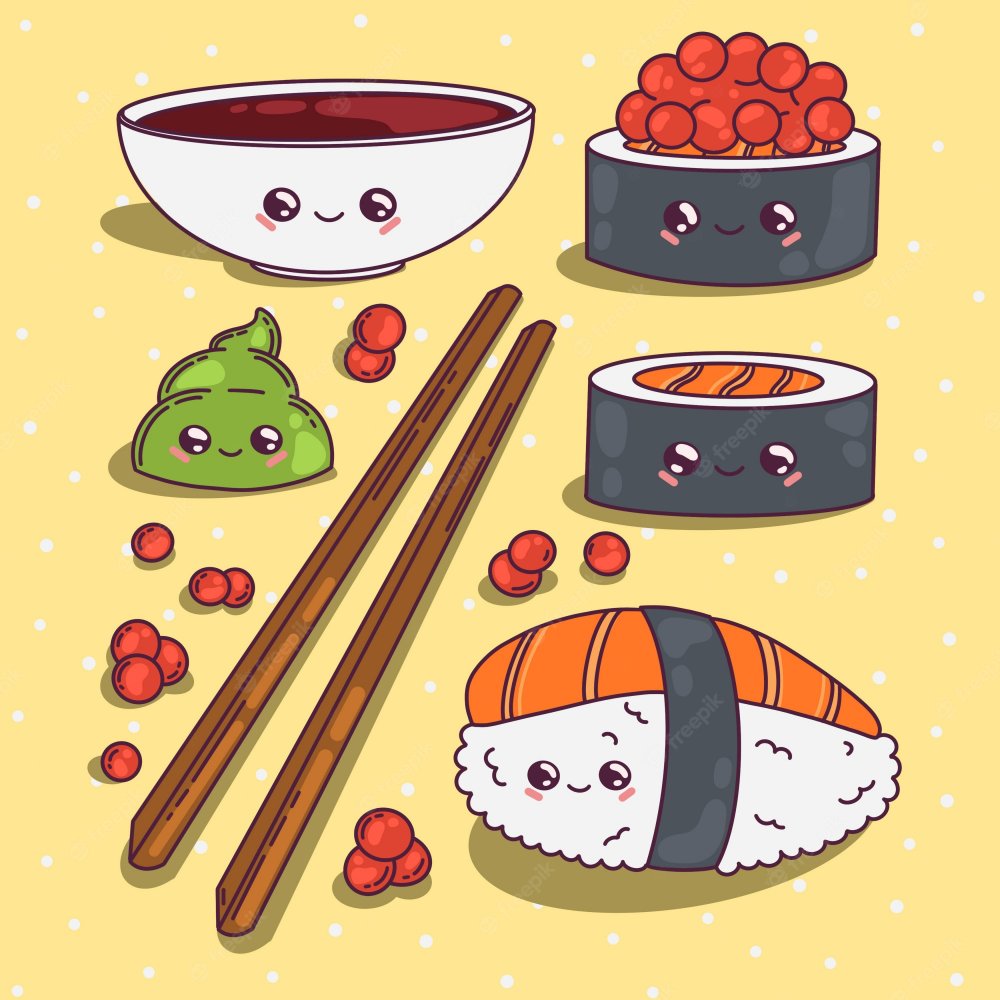 Няшные суши и роллы для срисовки