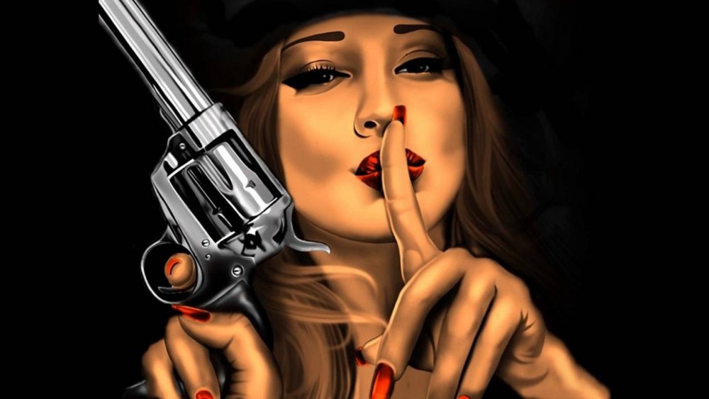 Девушка гангстер с пистолетом