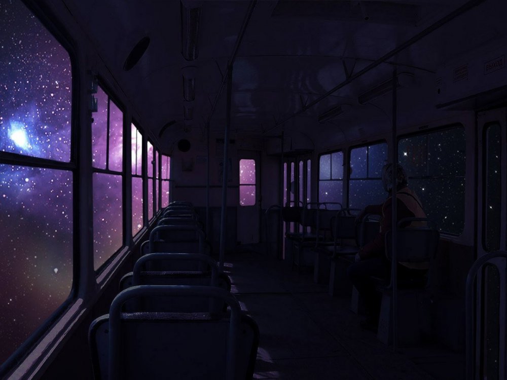 Поезд внутри ночью