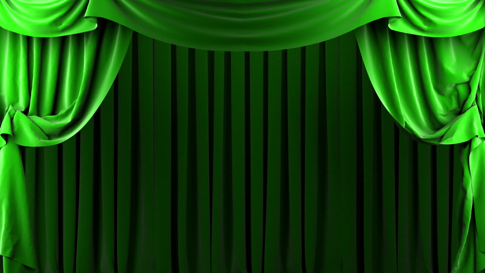 Театральный занавес зеленый