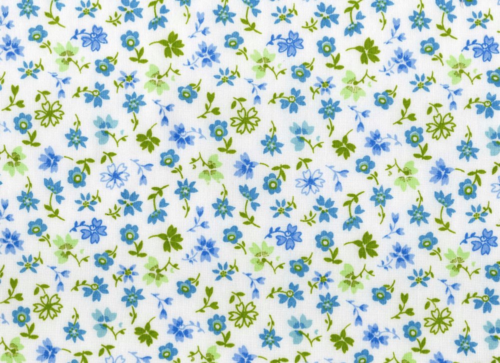Ткань голубая в мелкий цветочек