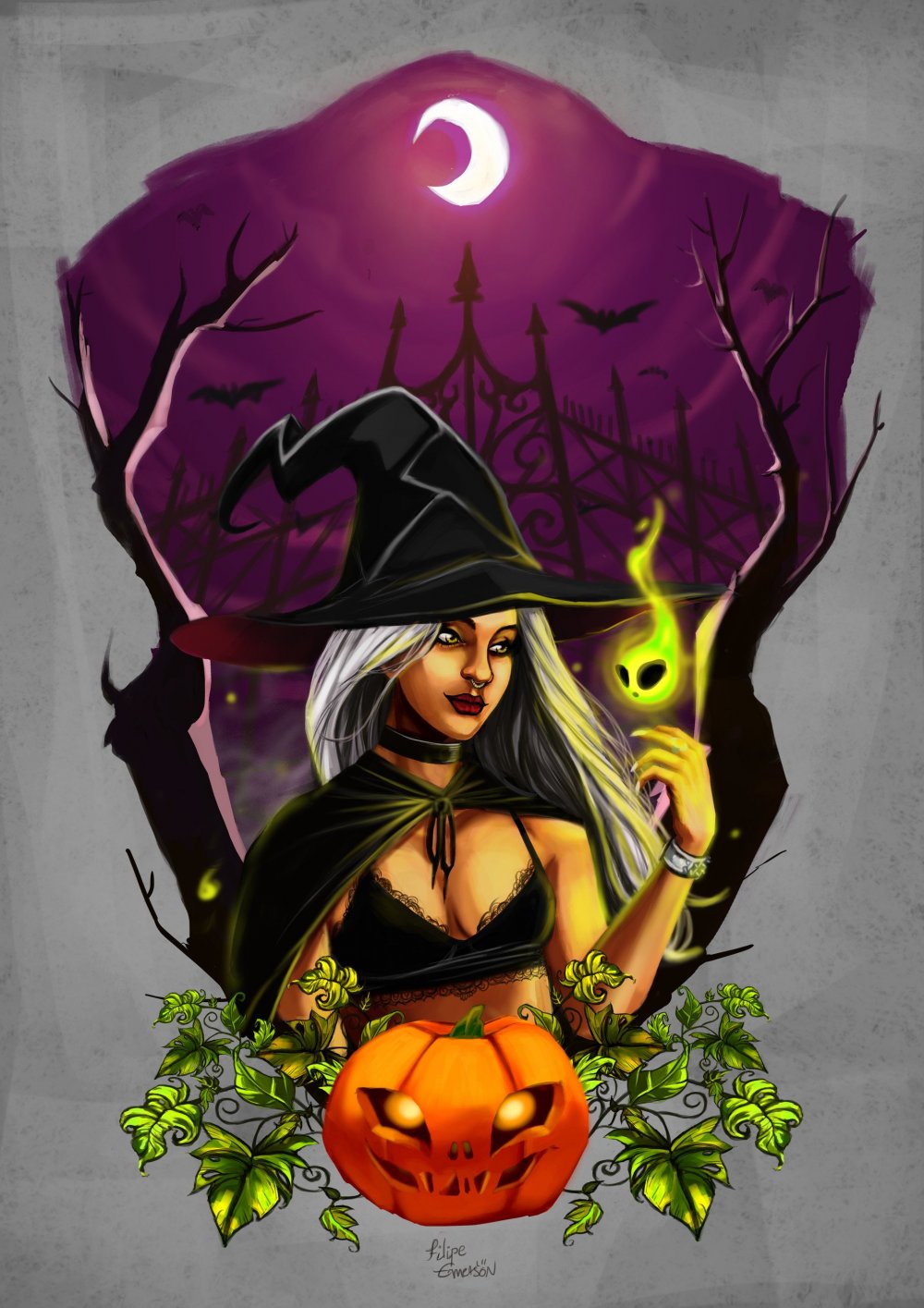Хэллоуин ведьмочка арт