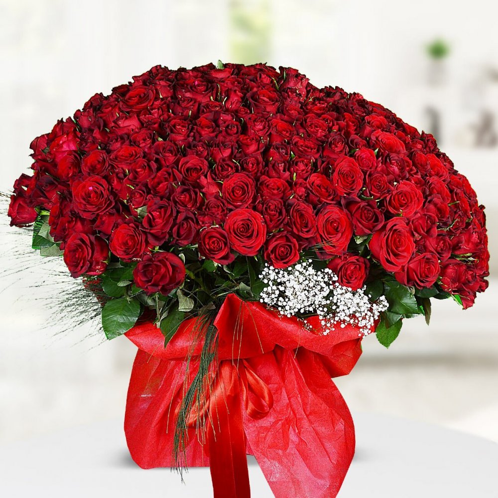 Красивый букет красных роз для женщины