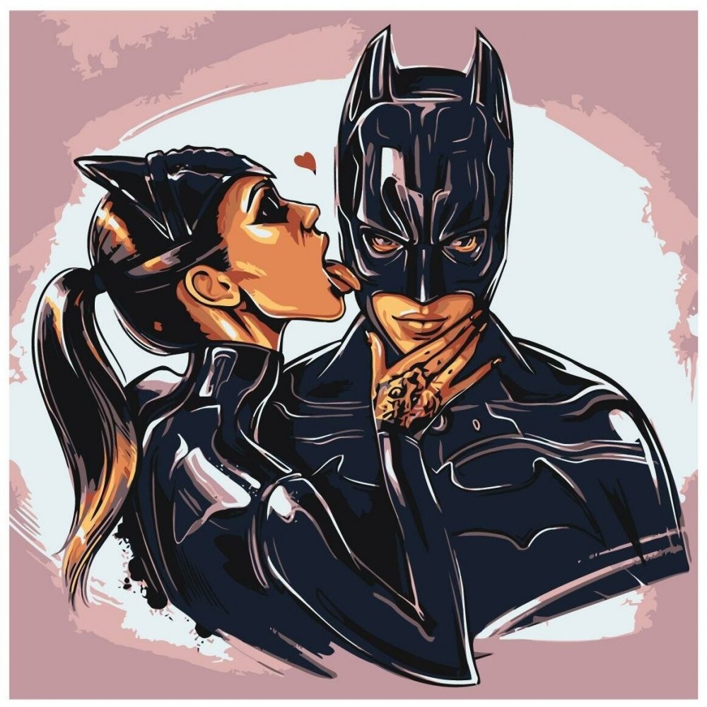 Бэтмен и женщина кошка поцелуй