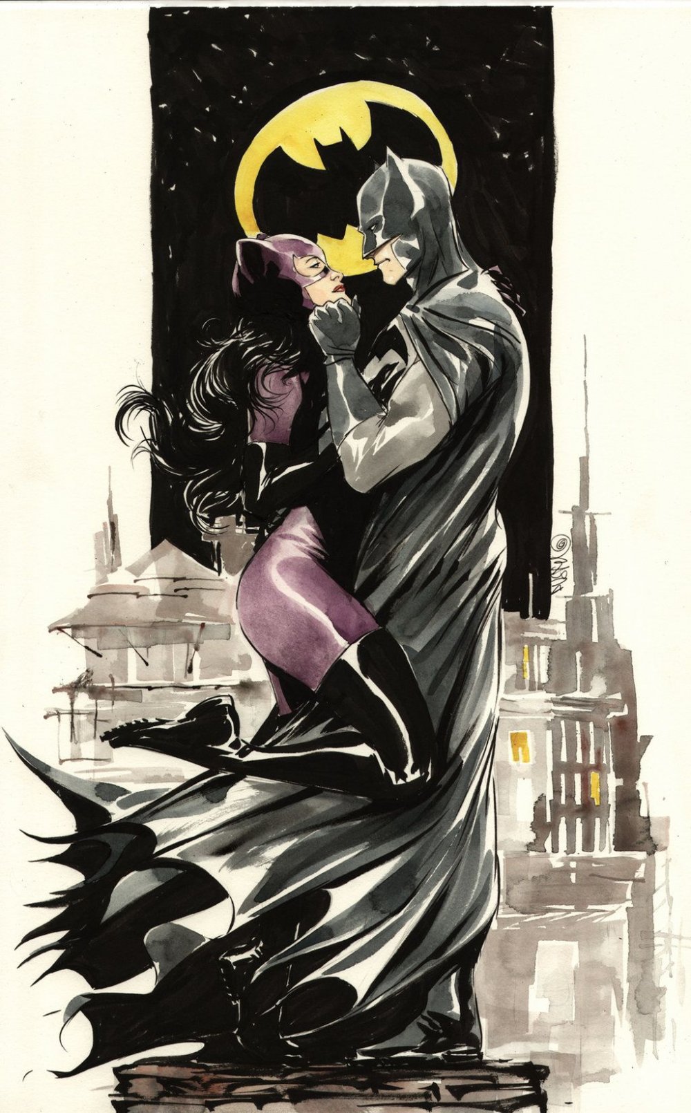 Темный рыцарь и женщина кошка поцелуй