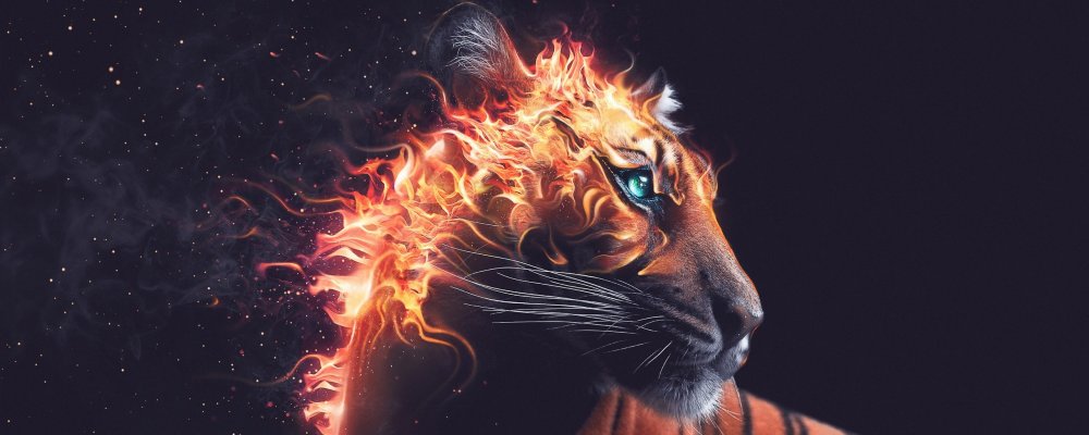Тигр в огне обои