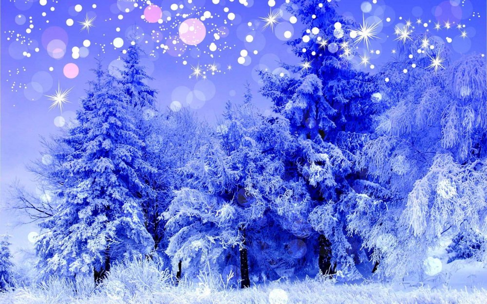 Баннер зимний лес новогодний