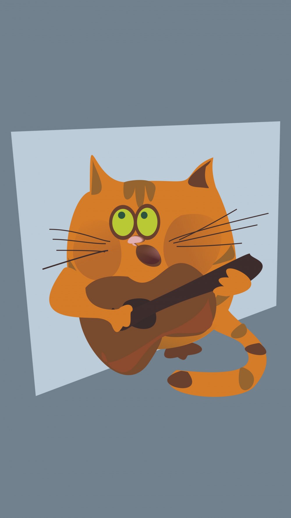 Кот с гитарой вектор