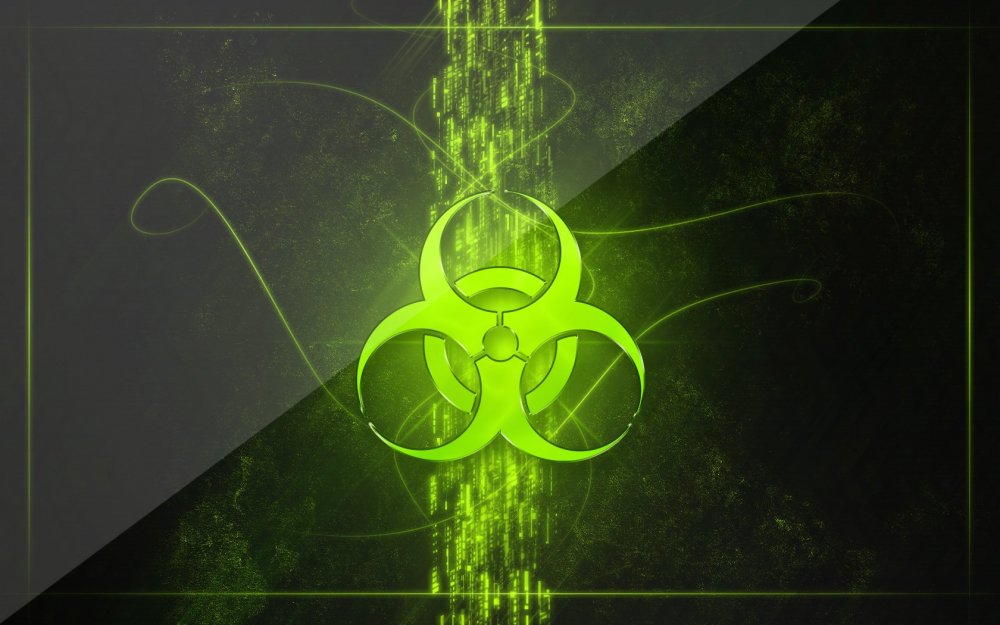 Зелёный знак радиации кислотный