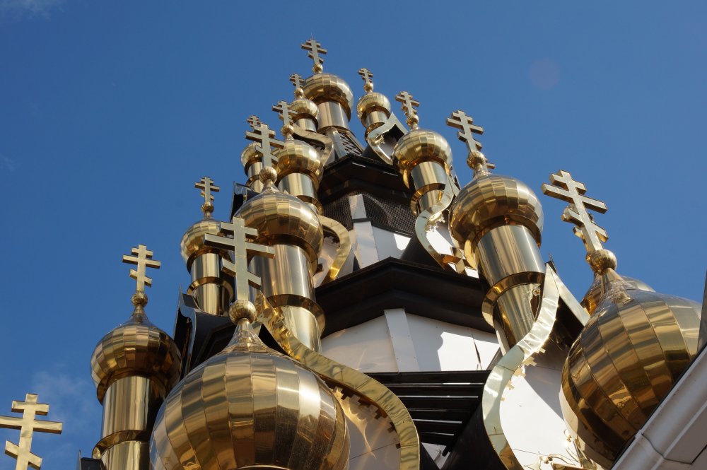 Золотые купола Московский храм Преображения Господня