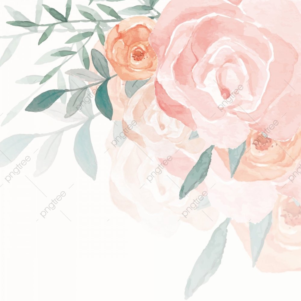 Акварельные цветы розовые