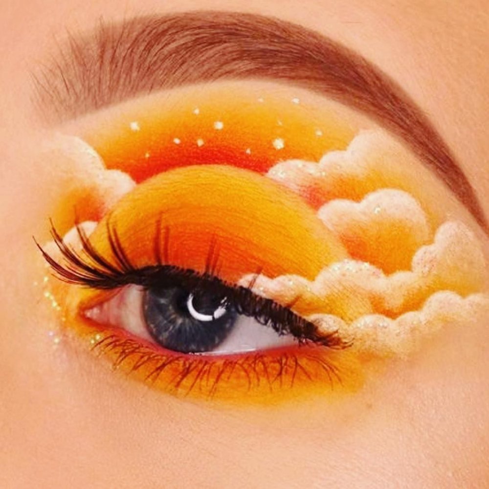 Оранжевый макияж глаз