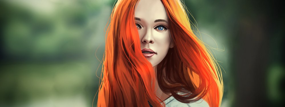 Девушка с рыжими волосами Минимализм