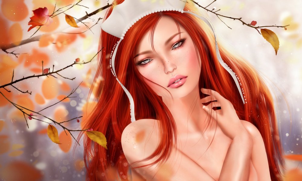 Рыжеволосая девушка осень