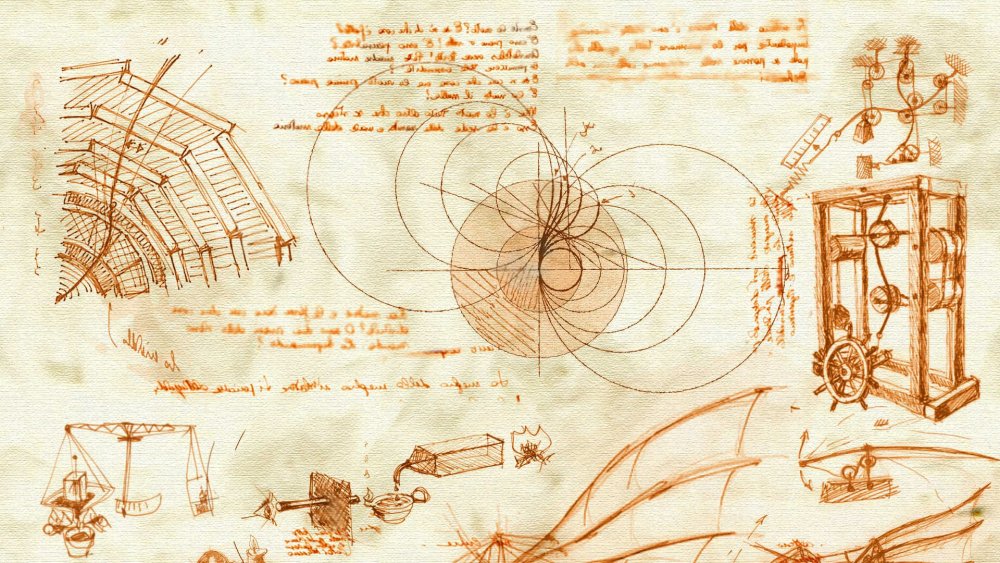 Леонардо да Винчи на фоне изобретений
