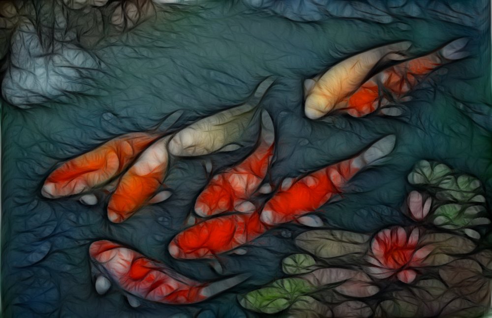 Рыбы в пруду арт