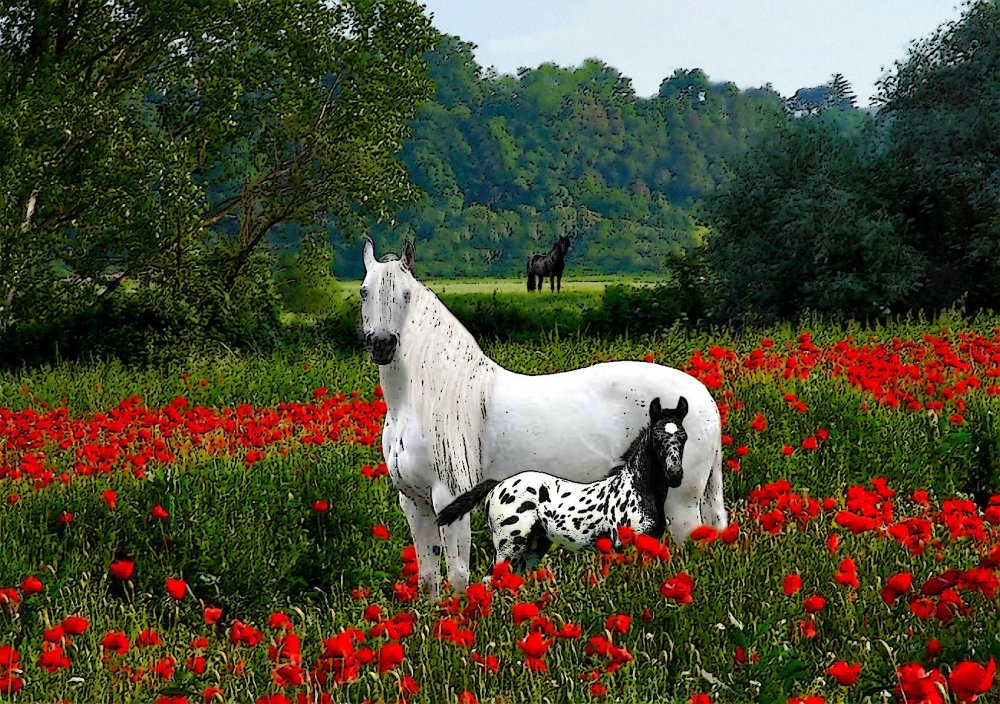 Лошади красивые в цветах