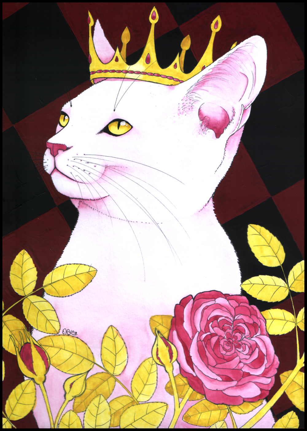 Белая кошка в короне