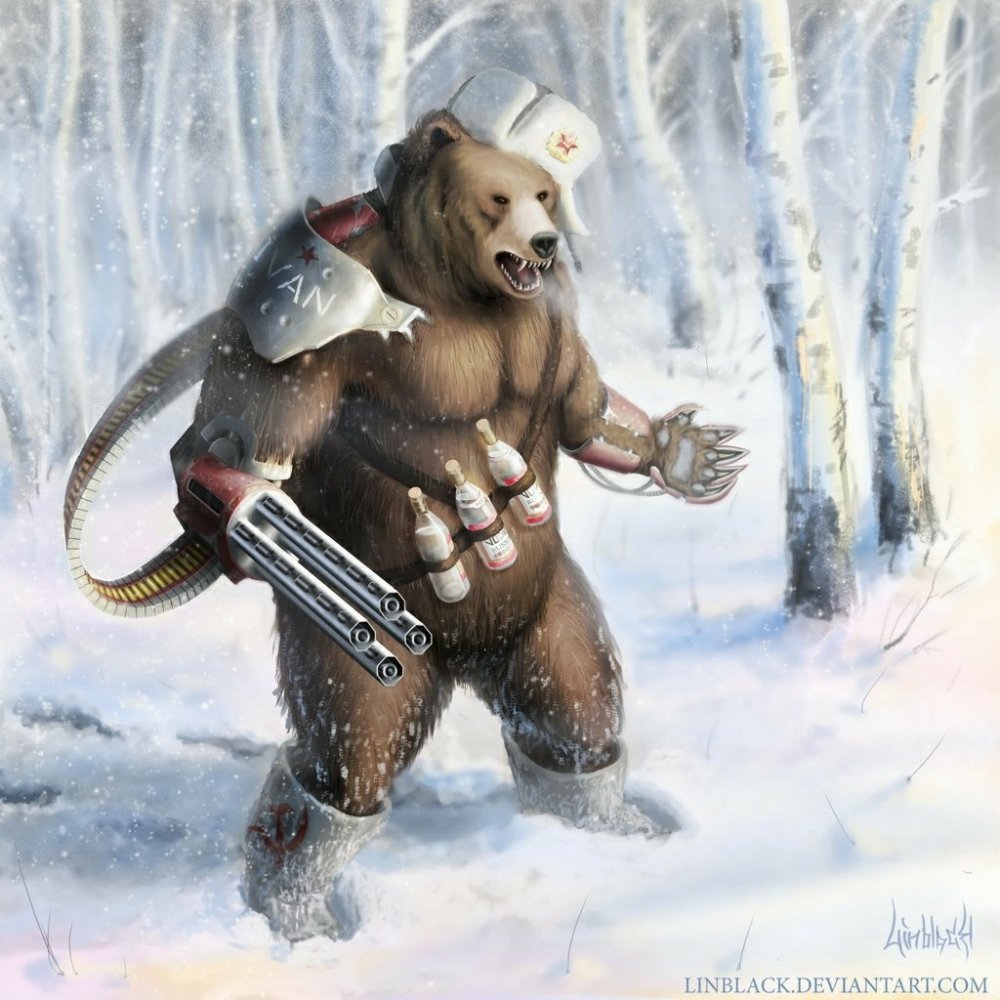 Русский медведь с балалайкой