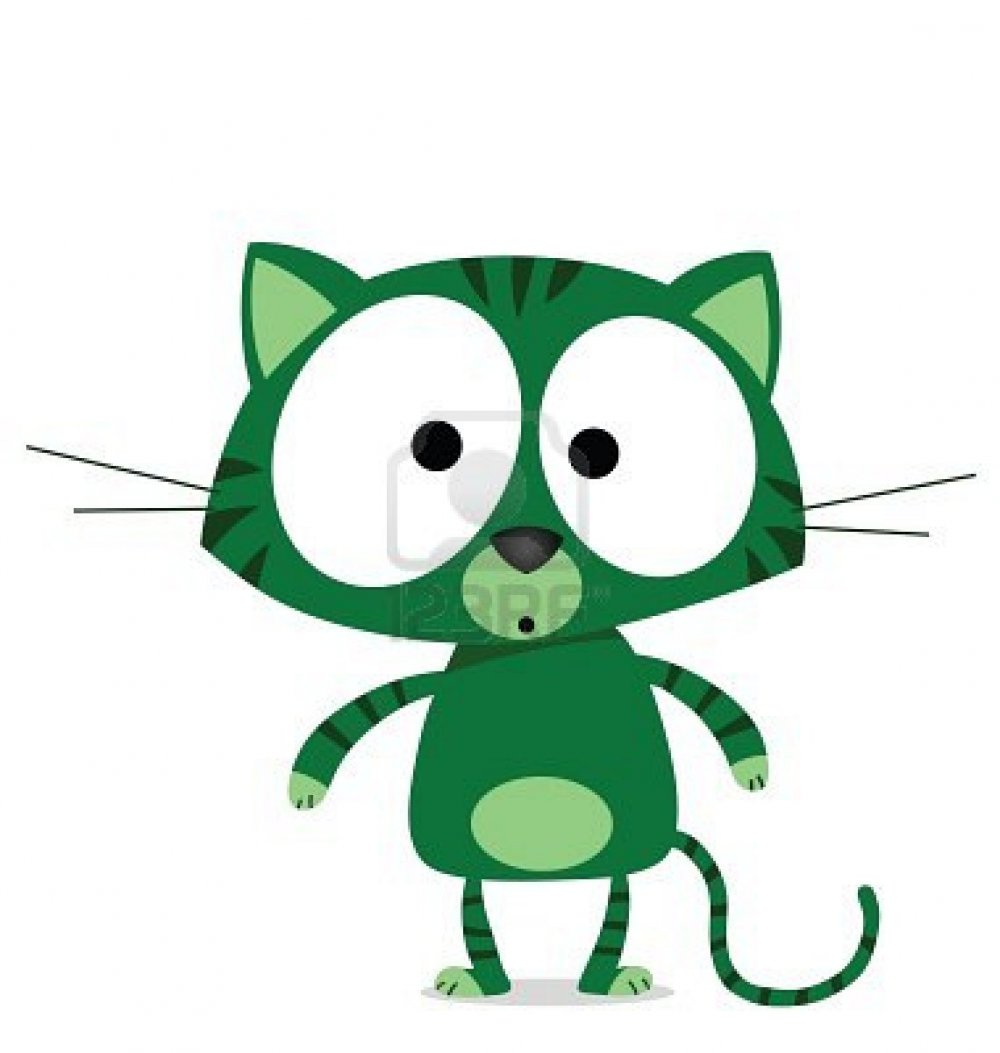 Зеленый кот мультяшный