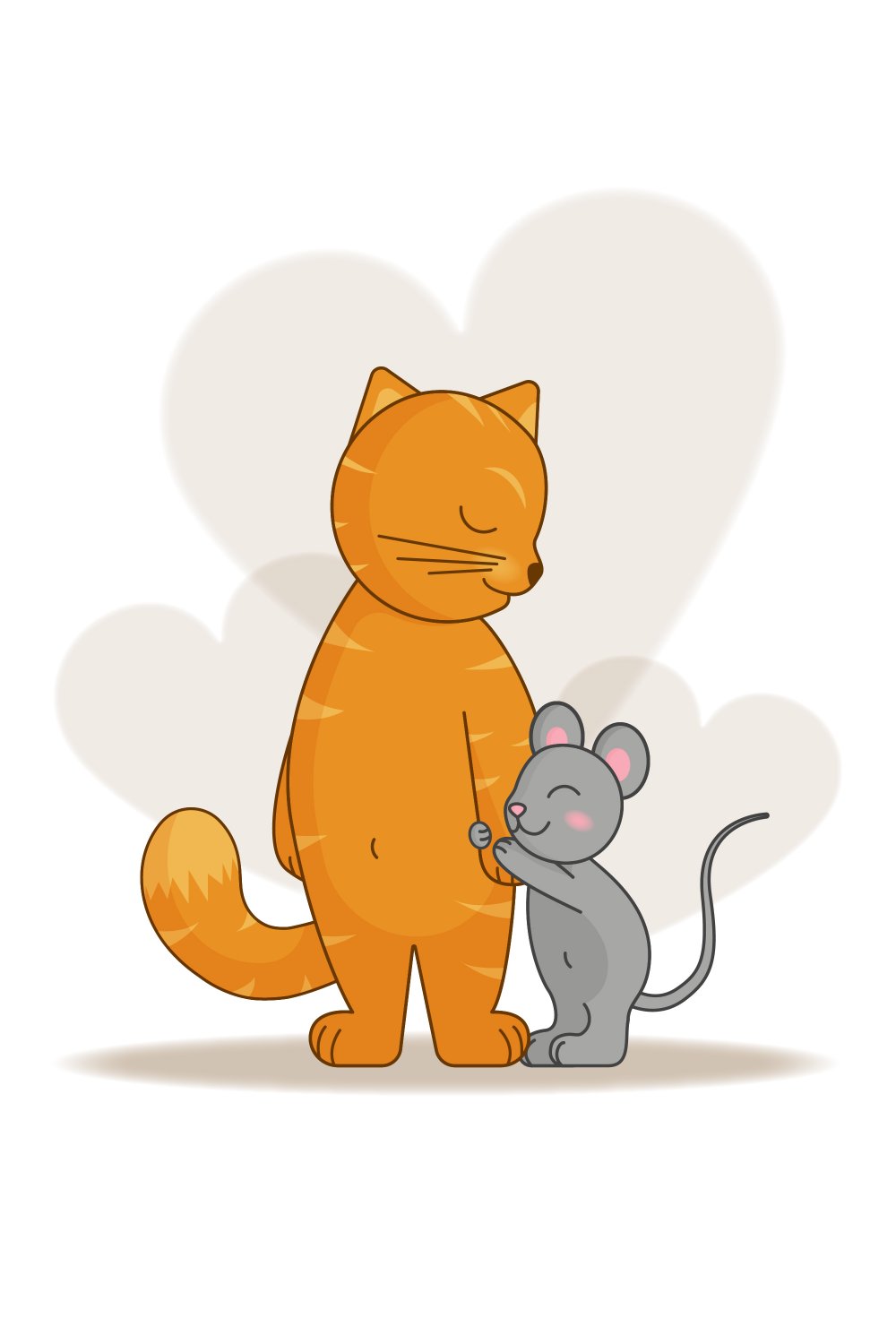 Кот и мышка обнимаются