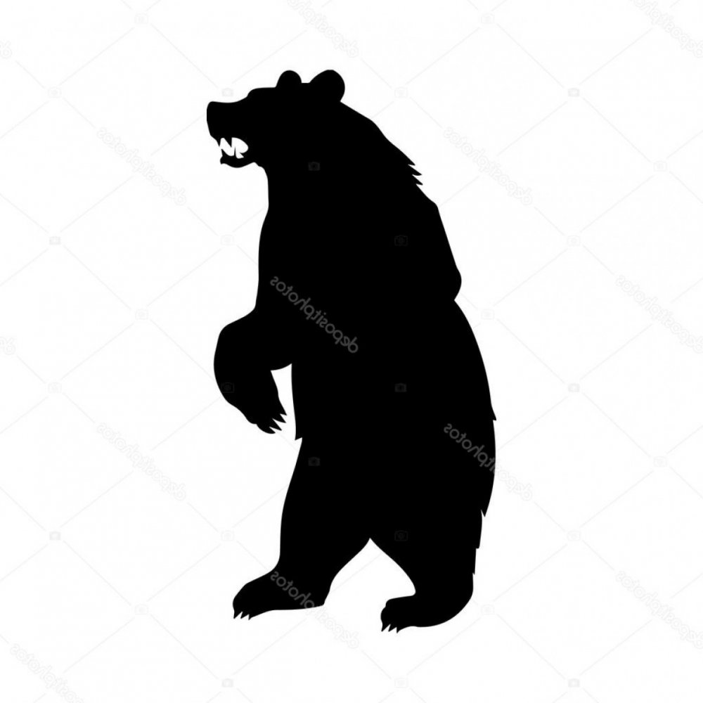 Силуэт медведя стоящего на задних лапах