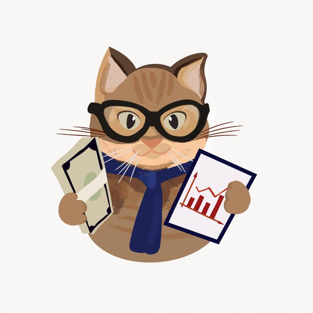 Кошка бухгалтер. Деловой кот. Умный кот. Кот инвестор. Кот аналитик.