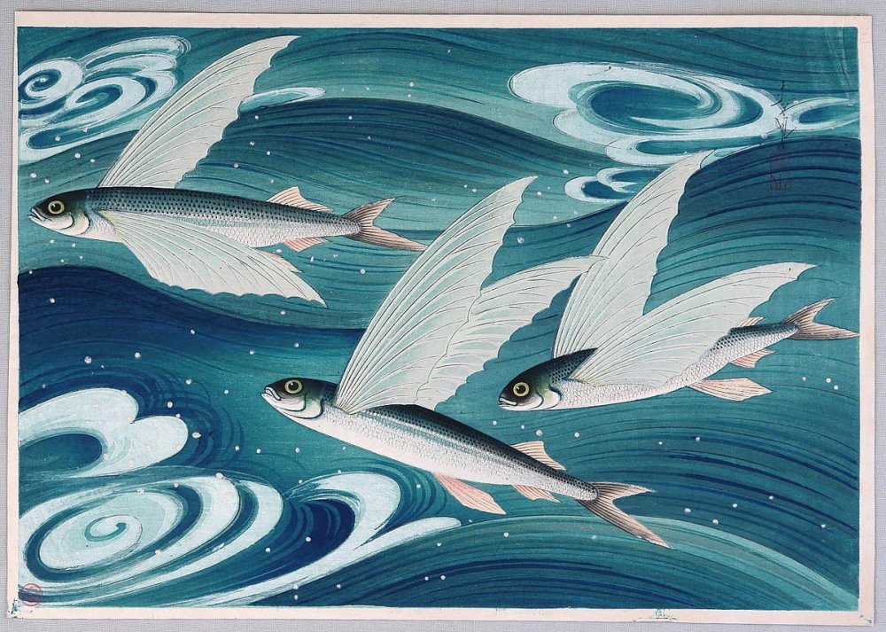 Японская Ксилография рыбки