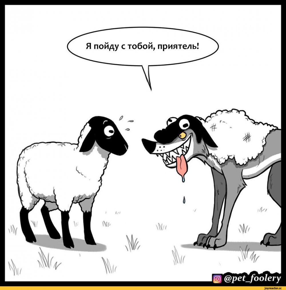 Волк в овечьей шкуре карикатура
