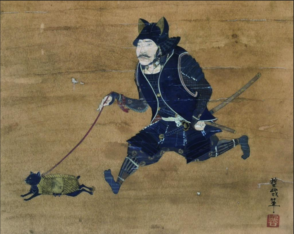Тетсуя Ногучи Самурай выгуливает кота