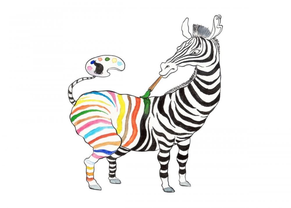 Зебра с разноцветными полосками