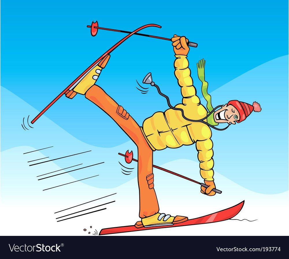Лыжи карикатура