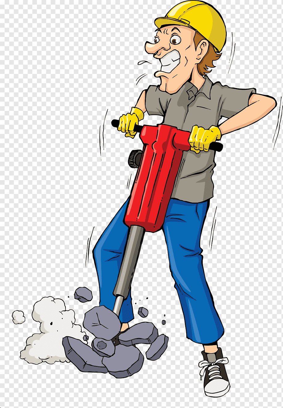 Карикатура строителя с инструментом