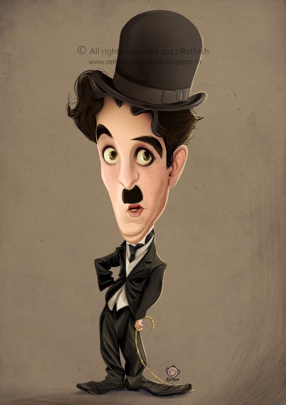 Чарли Чаплин карикатура