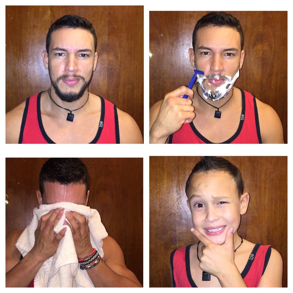До и после бритья бороды